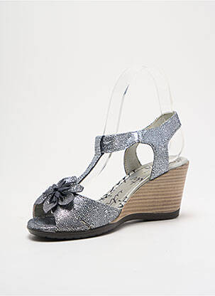 Sandales/nu pieds tissage satiné talon de 4 à 6cm argent UN TOUR EN VILLE femme