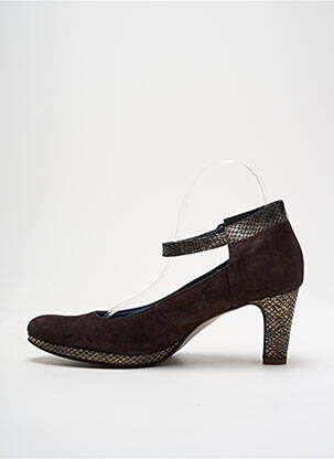 Escarpins nubuck talon de 4 à 6cm marron UN TOUR EN VILLE femme
