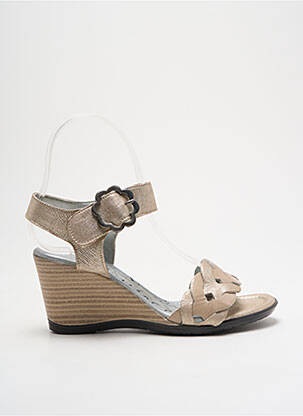 Sandales/nu pieds tissage satiné talon de 4 à 6cm or UN TOUR EN VILLE femme