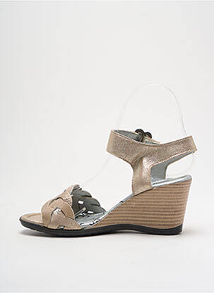 Sandales/nu pieds tissage satiné talon de 4 à 6cm or UN TOUR EN VILLE femme