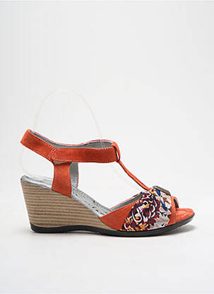 Sandales/nu pieds talon compensé talon de 4 à 6cm orange UN TOUR EN VILLE femme