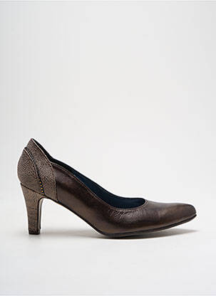 Escarpins tissage satiné talon de 4 à 6cm marron UN TOUR EN VILLE femme