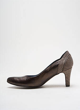 Escarpins tissage satiné talon de 4 à 6cm marron UN TOUR EN VILLE femme