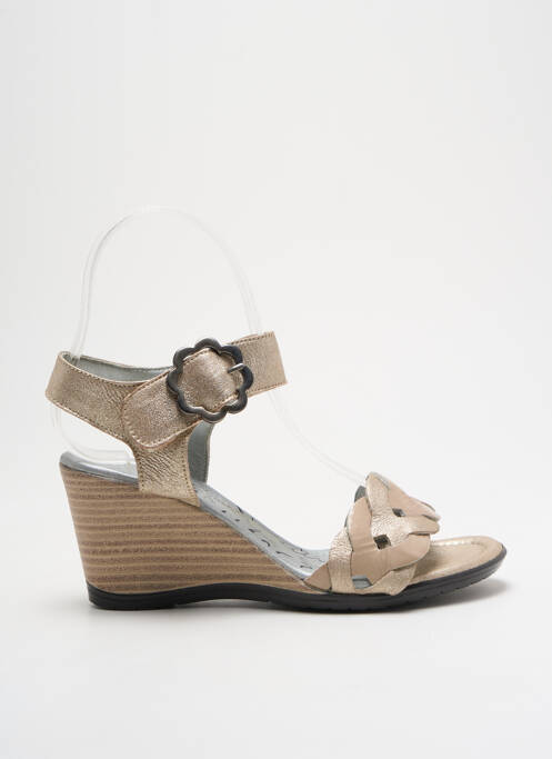 Sandales/nu pieds tissage satiné talon de 4 à 6cm or UN TOUR EN VILLE femme