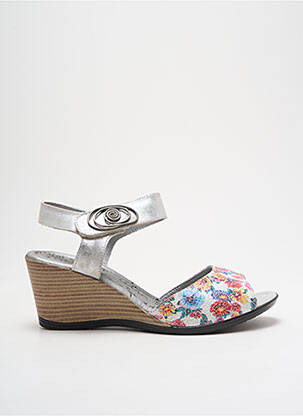 Sandales/nu pieds matière lisse talon de 4 à 6cm argent UN TOUR EN VILLE femme