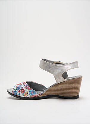 Sandales/nu pieds matière lisse talon de 4 à 6cm argent UN TOUR EN VILLE femme