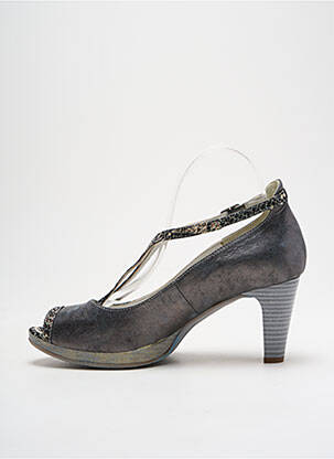 Escarpins tissage satiné talon de 7 à 9cm gris UN TOUR EN VILLE femme