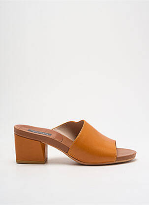 Mules/sabots tissage satiné talon de 4 à 6cm orange WONDERS femme