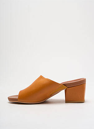 Mules/sabots tissage satiné talon de 4 à 6cm orange WONDERS femme