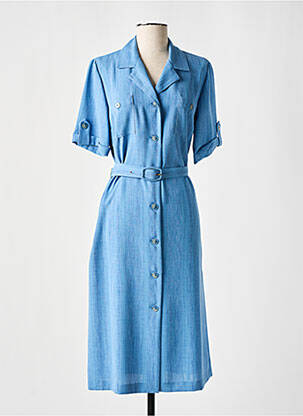 Robe mi-longue coupe évasée manches courtes bleu GEVANA femme
