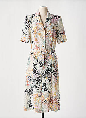 Robe mi-longue manches courtes manches courtes beige GEVANA femme