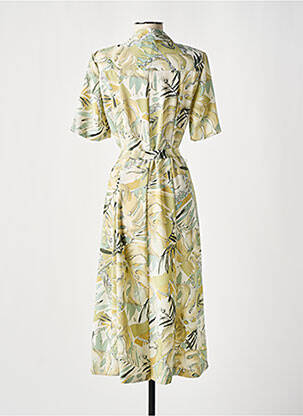 Robe mi-longue imprimé fantaisie manches courtes vert GEVANA femme