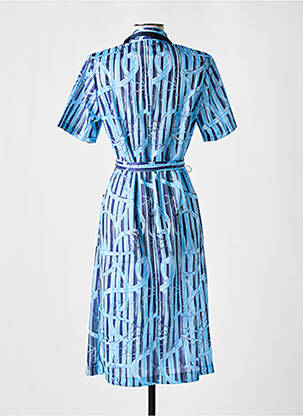 Robe mi-longue imprimé fantaisie manches courtes bleu GEVANA femme