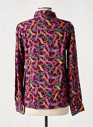 Chemisier tissage popeline manches longues violet AGATHE & LOUISE femme