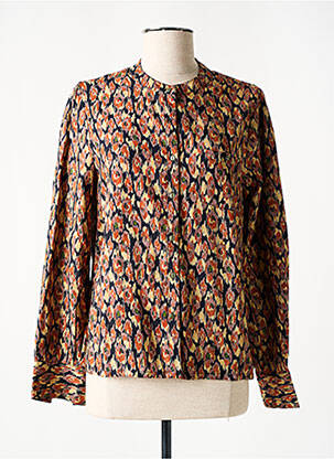 Chemisier col mao manches longues marron AGATHE & LOUISE femme
