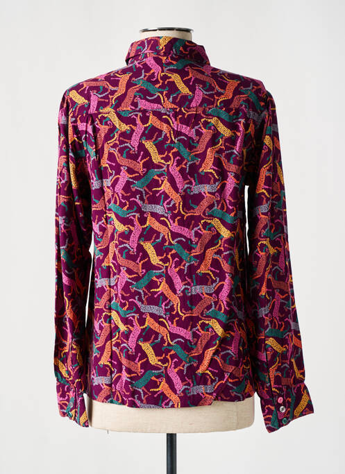 Chemisier tissage popeline manches longues violet AGATHE & LOUISE femme