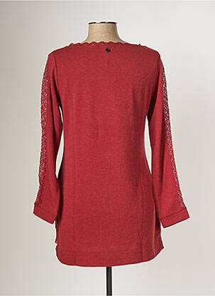 Pull tunique stretch manches longues rouge MALOKA femme