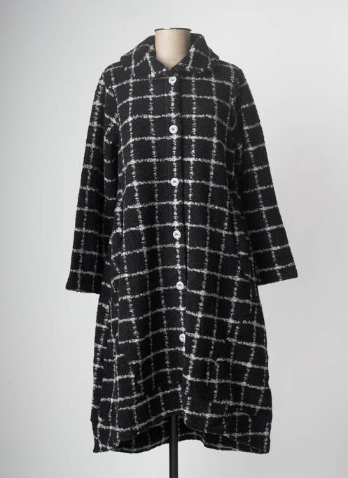 Manteau long tissage laine bouillie sans capuche noir G!OZE femme