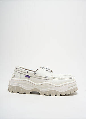 Chaussures bâteau tissage satiné talon de 4 à 6cm blanc EYTYS femme