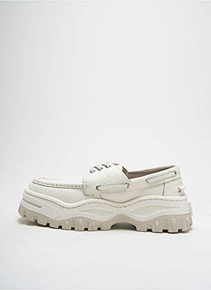 Chaussures bâteau tissage satiné talon de 4 à 6cm blanc EYTYS femme
