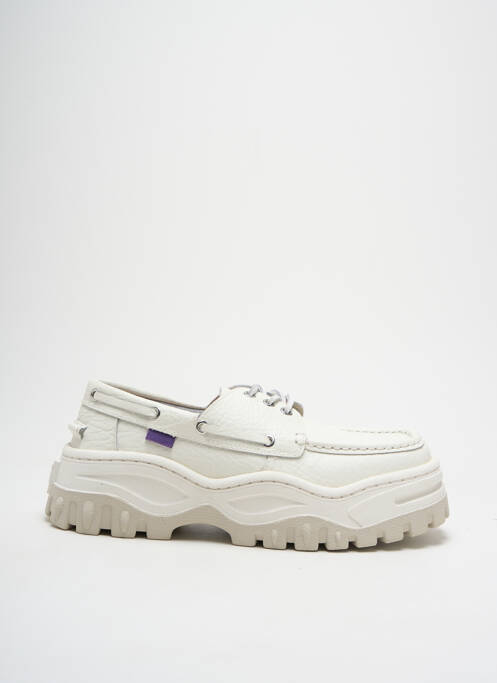Chaussures bâteau tissage satiné talon de 4 à 6cm blanc EYTYS femme