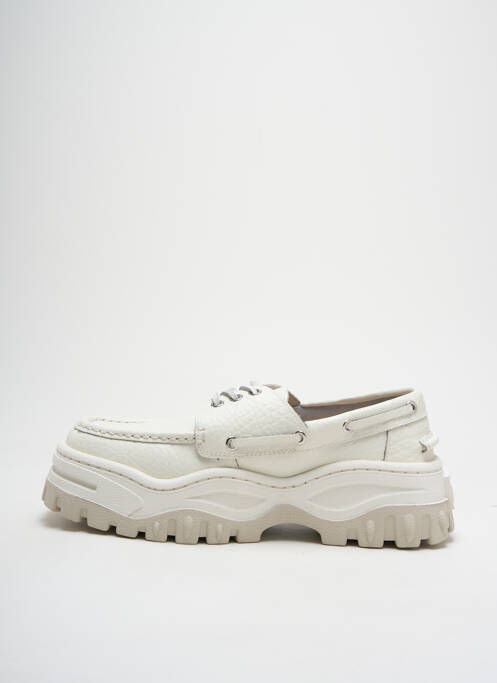 Chaussures bâteau tissage satiné talon de 4 à 6cm blanc EYTYS femme