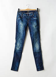 Jeans coupe slim effet usé délavé taille basse bleu KILLAH femme
