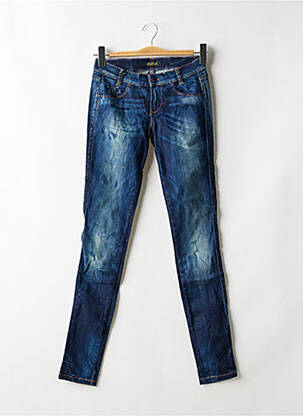 Jeans coupe slim effet usé délavé taille basse bleu KILLAH femme