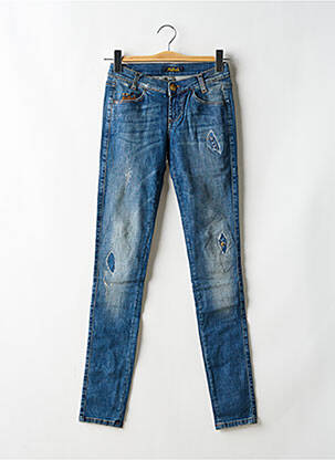 Jeans coupe slim effet usé délavé taille basse bleu KILLAH femme