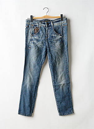 Jeans coupe slim effet usé délavé taille basse bleu KILLAH femme