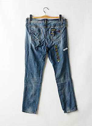 Jeans coupe slim effet usé délavé taille basse bleu KILLAH femme