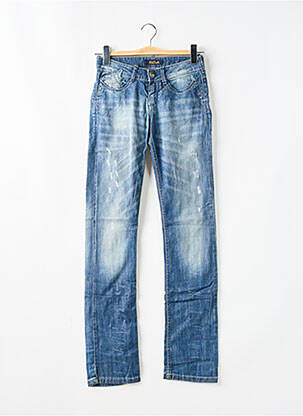 Jeans coupe droite effet usé délavé taille basse bleu KILLAH femme