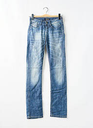 Jeans coupe droite effet usé délavé taille basse bleu KILLAH femme