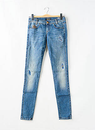 Jeans coupe slim effet usé délavé taille basse bleu KILLAH femme