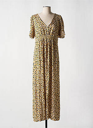 Robe longue tissage popeline manches courtes jaune LOLA ESPELETA femme