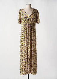 Robe longue imprimé fantaisie manches courtes jaune LOLA ESPELETA femme