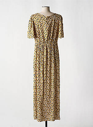 Robe longue imprimé fantaisie manches courtes jaune LOLA ESPELETA femme