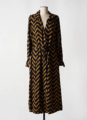 Robe mi-longue manches longues manches longues noir GARCIA femme