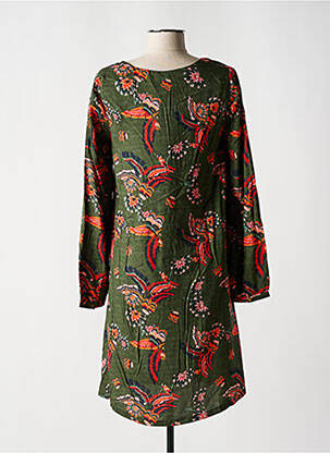 Robe mi-longue imprimé fleurs manches longues vert LA FIANCÉE femme