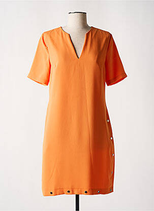 Robe courte fermeture zippée au dos manches courtes orange EVA KAYAN femme