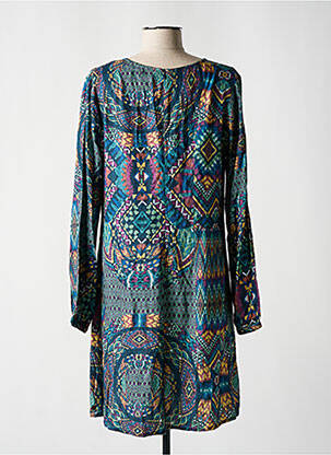 Robe courte fermeture zippée au dos manches longues bleu SURKANA femme