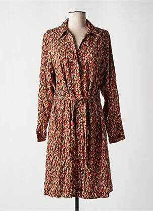 Robe mi-longue imprimé fantaisie manches longues rose GARCIA femme