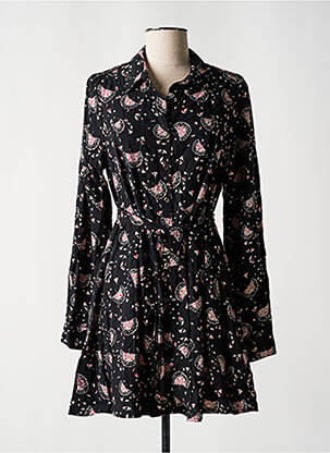 Robe courte coupe évasée manches longues noir LOLA ESPELETA femme