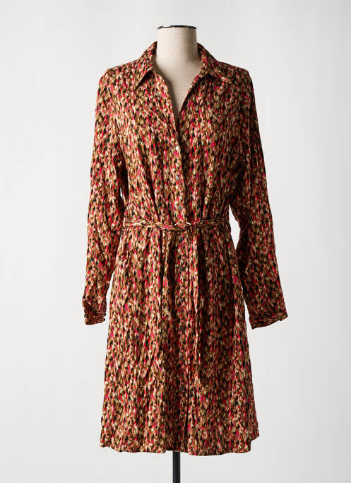 Robe mi-longue coupe fluide manches longues rose GARCIA femme