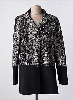 Manteau long coupe droite sans capuche noir CONCEPT K femme