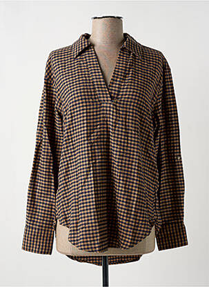 Blouse poignets boutonnés avec fente manches longues marron TOM TAILOR femme
