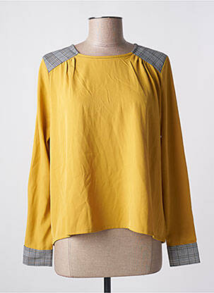 Blouse poignets boutonnés avec fente manches longues jaune SMASH WEAR femme
