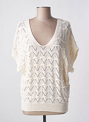 Pull col v manches courtes beige GARCIA femme