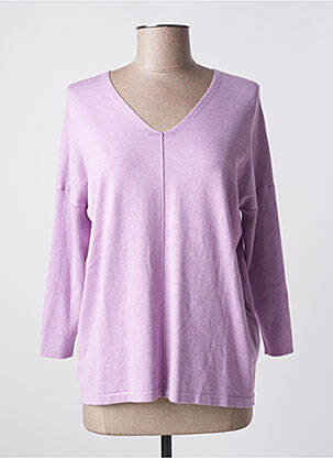 Pull tissage chiné manches 3/4 violet CECIL femme