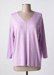 Pull tissage chiné manches 3/4 violet CECIL femme